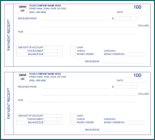 Training Receipt Template Example