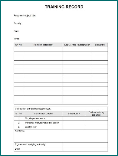 Training Schedule Template Example
