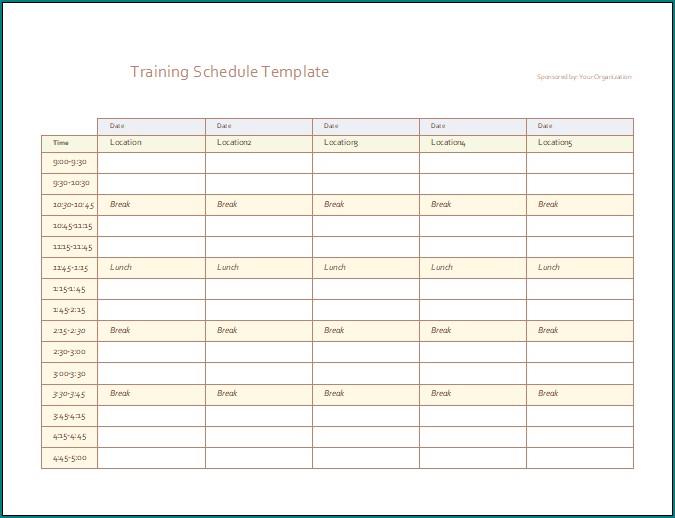 Training Schedule Template