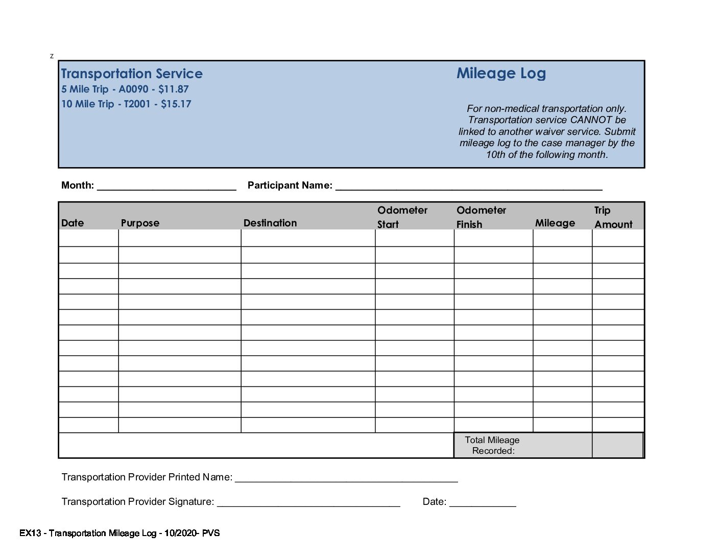 Transportation Log Template Example Transportation Log Template Example
