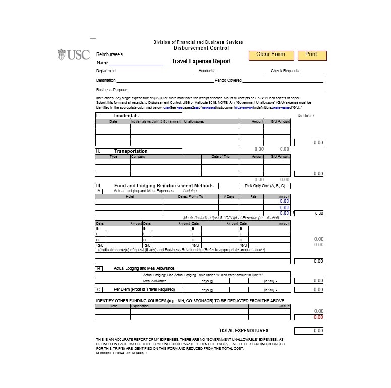 Travel Expense Report Template Travel Expense Report Template