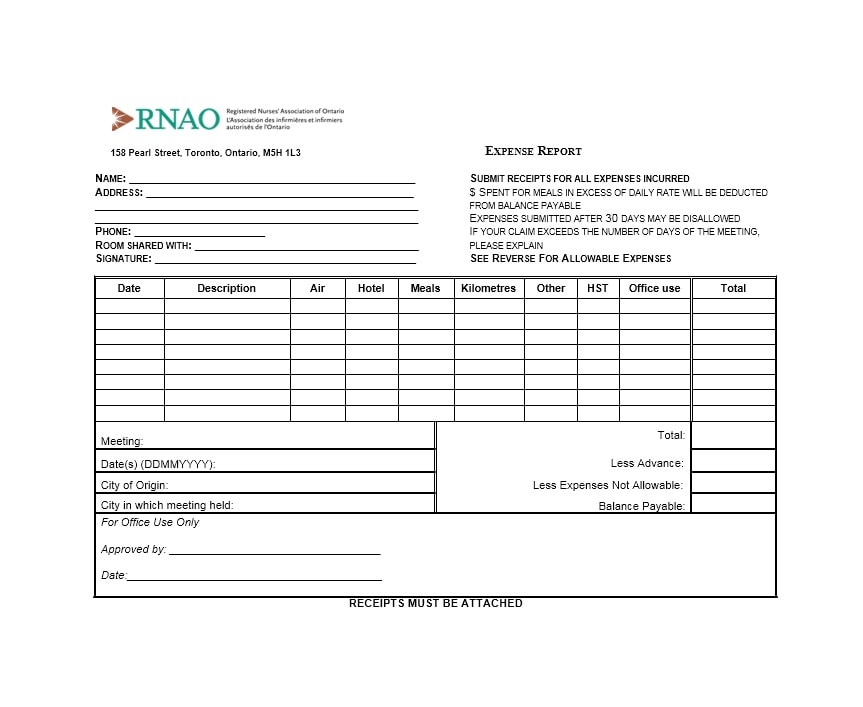 Travel Expense Report Template Travel Expense Report Template