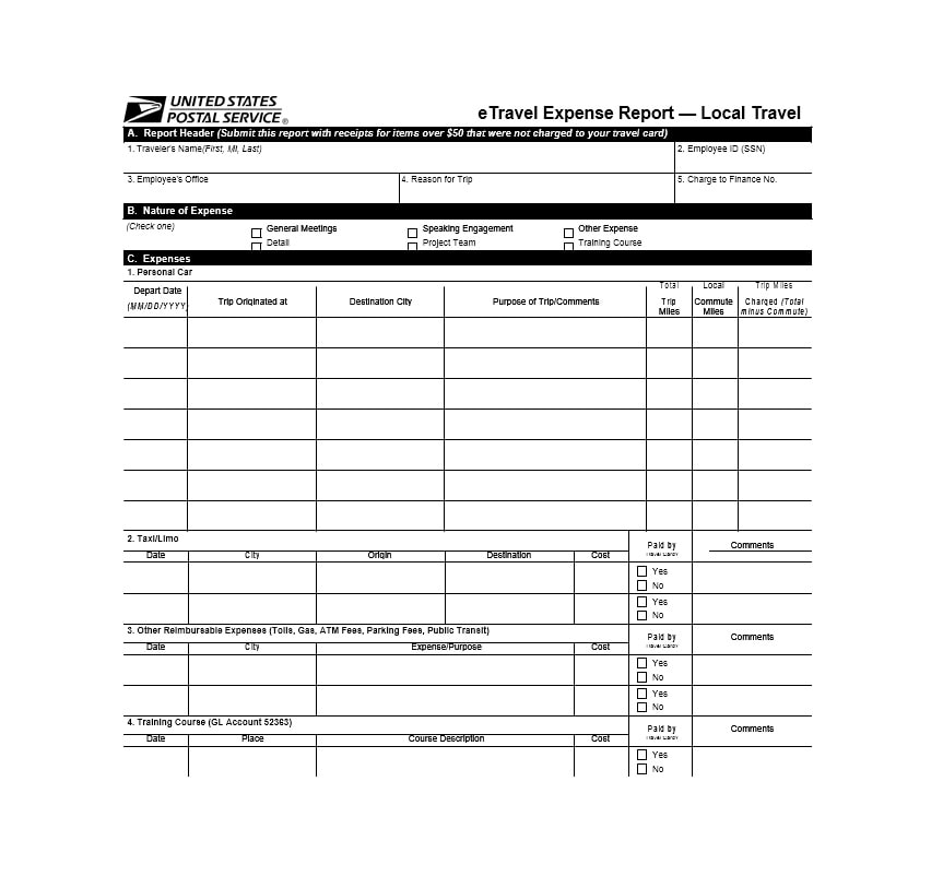 Travel Expense Report Template Travel Expense Report Template