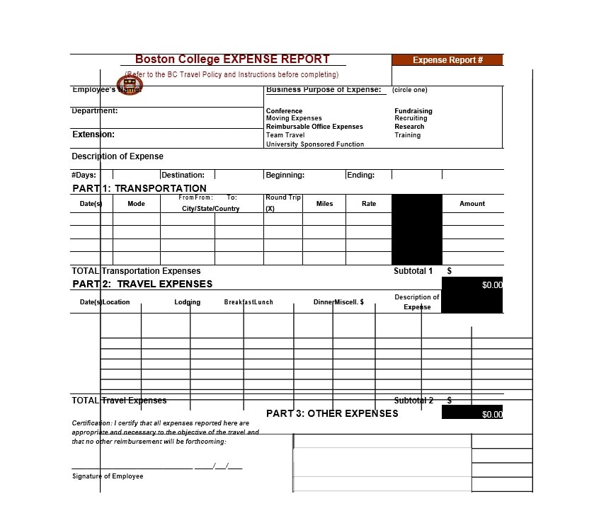 Travel Expense Report Template Travel Expense Report Template