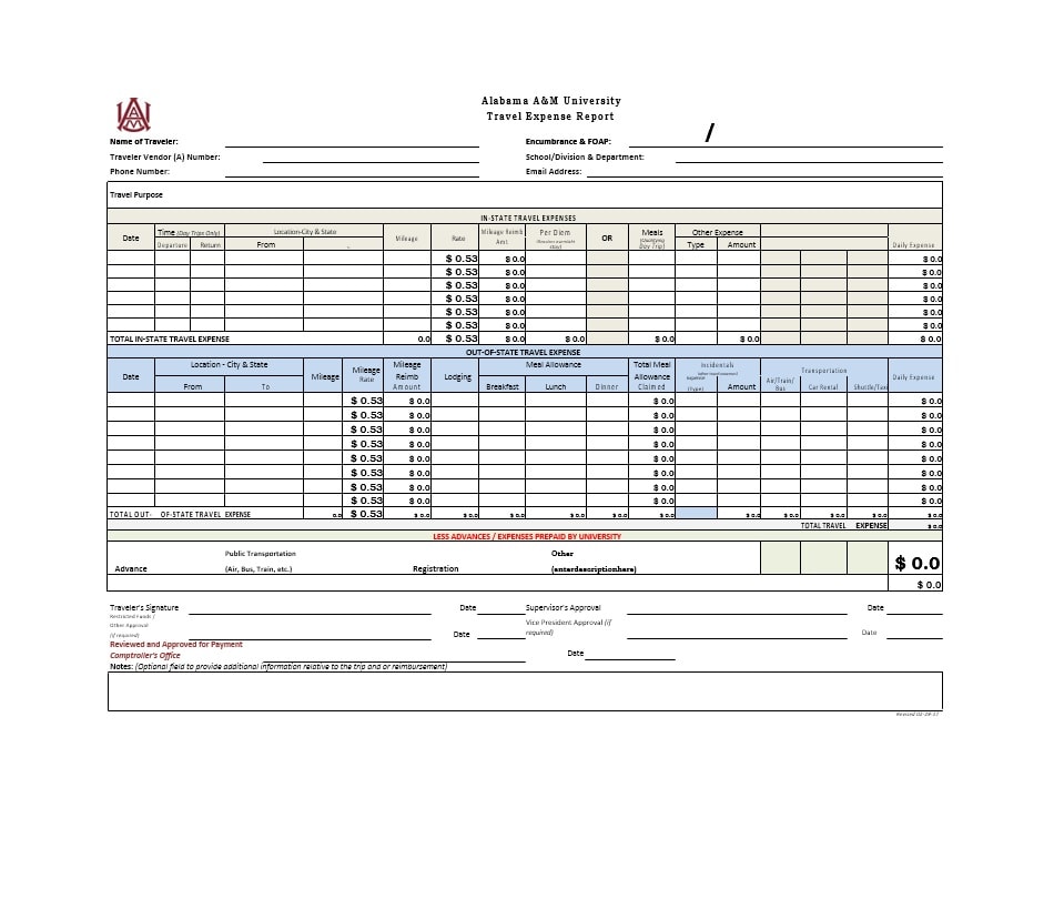 Travel Expense Report Template Travel Expense Report Template