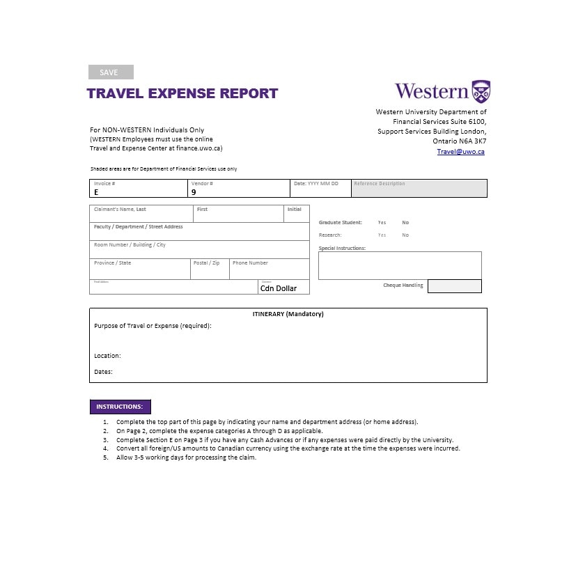Travel Expense Report Template Travel Expense Report Template