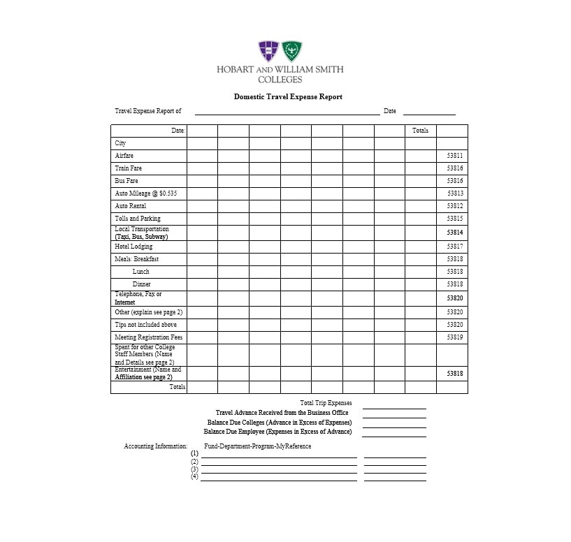 Travel Expense Report Template Travel Expense Report Template