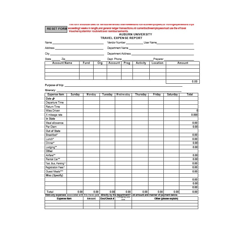 Travel Expense Report Template Travel Expense Report Template