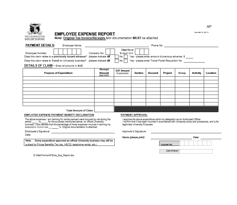 Travel Expense Report Template Travel Expense Report Template