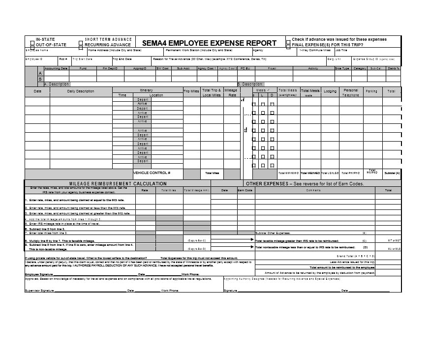 Travel Expense Report Template Travel Expense Report Template