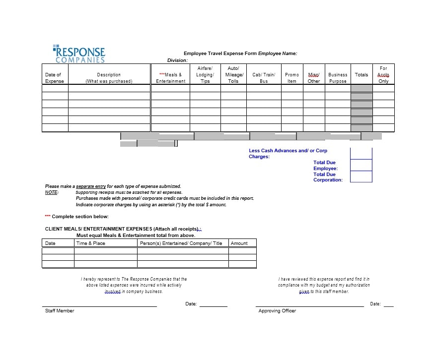 Travel Expense Report Template Travel Expense Report Template