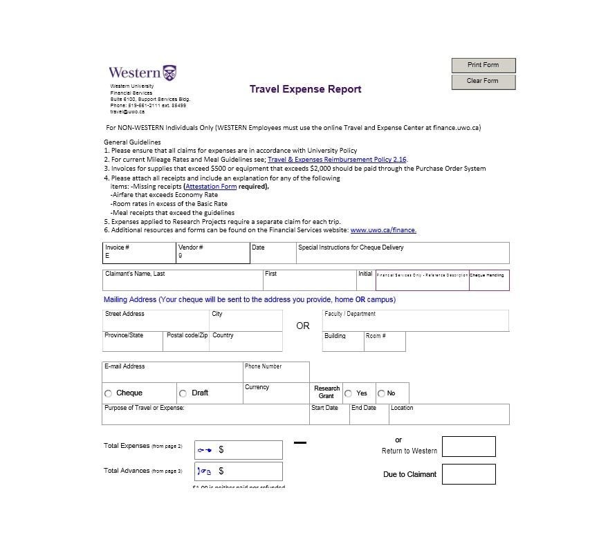 Travel Expense Report Template Travel Expense Report Template