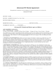 Travel Trailer Rental Agreement Template Example