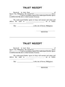 Trust Receipt Template Example