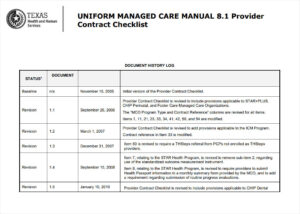 Uniform Contract Checklist Template