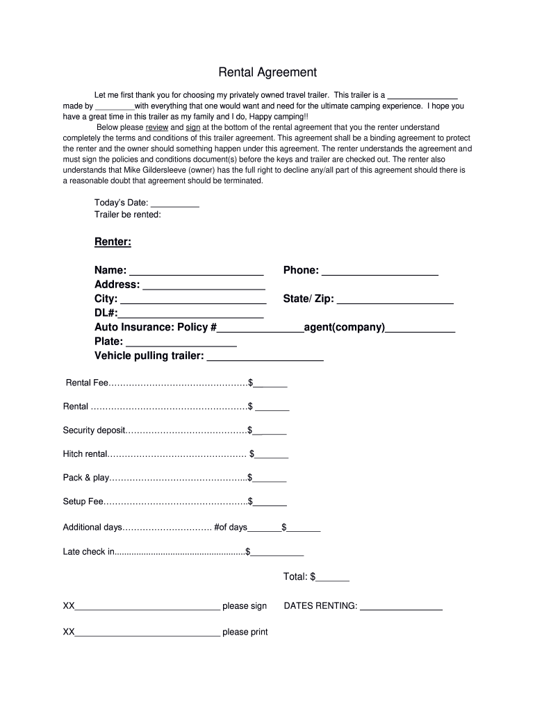 Utility Trailer Rental Agreement Template Sample Utility Trailer Rental Agreement Template Sample