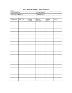 Vehicle Sign out Sheet Template