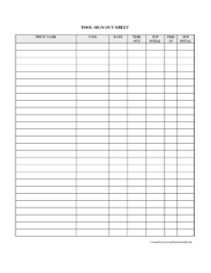 Vehicle Sign out Sheet Template Sample