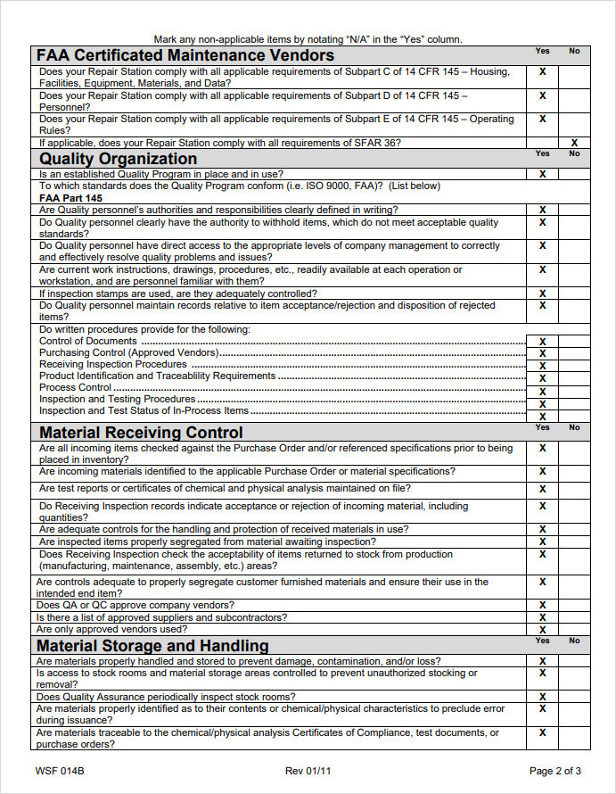 Vendor Audit Checklist Form Template Vendor Audit Checklist Form Template