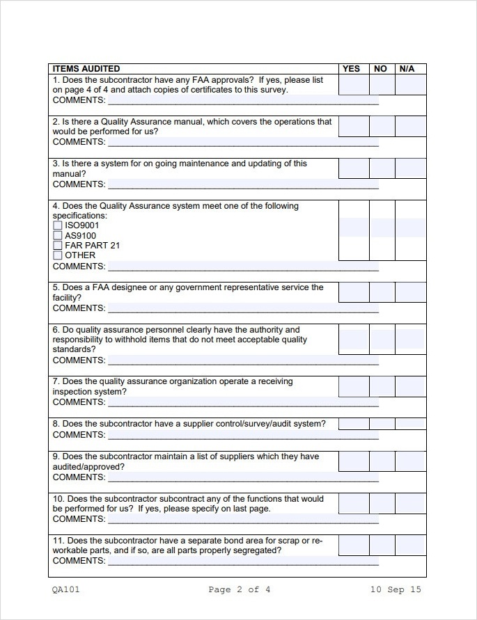 Vendor Audit Checklist Template Vendor Audit Checklist Template