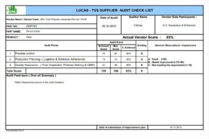 Vendor Supplier Audit Checklist Template