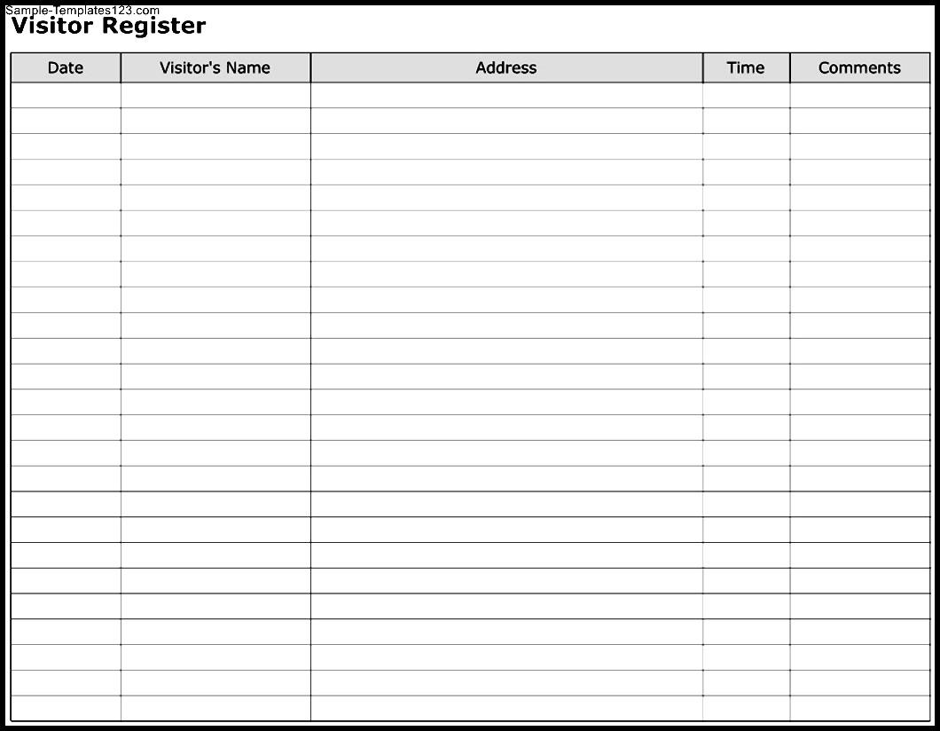 Visitor Register Template Visitor Register Template