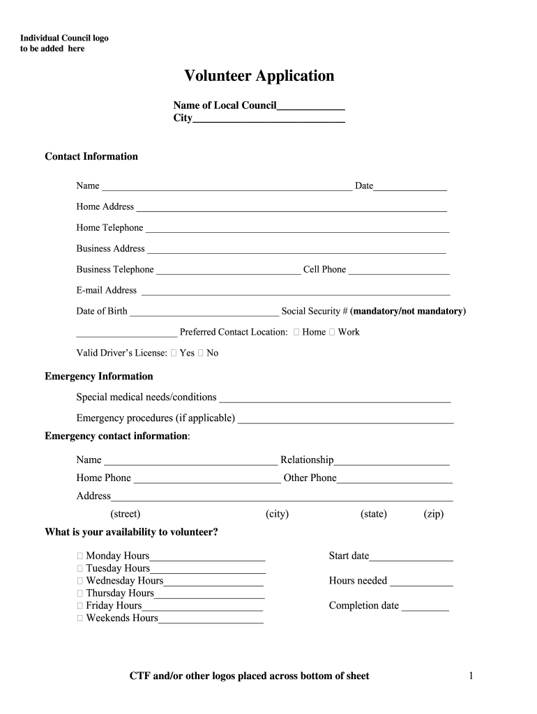 Volunteer Registration Form Sample