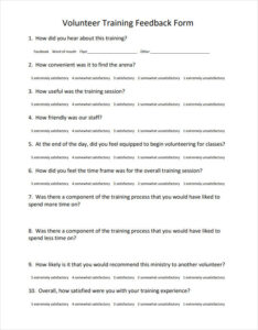 Volunteer Training Feedback Form