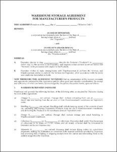 Warehouse Lease Agreement Template Sample
