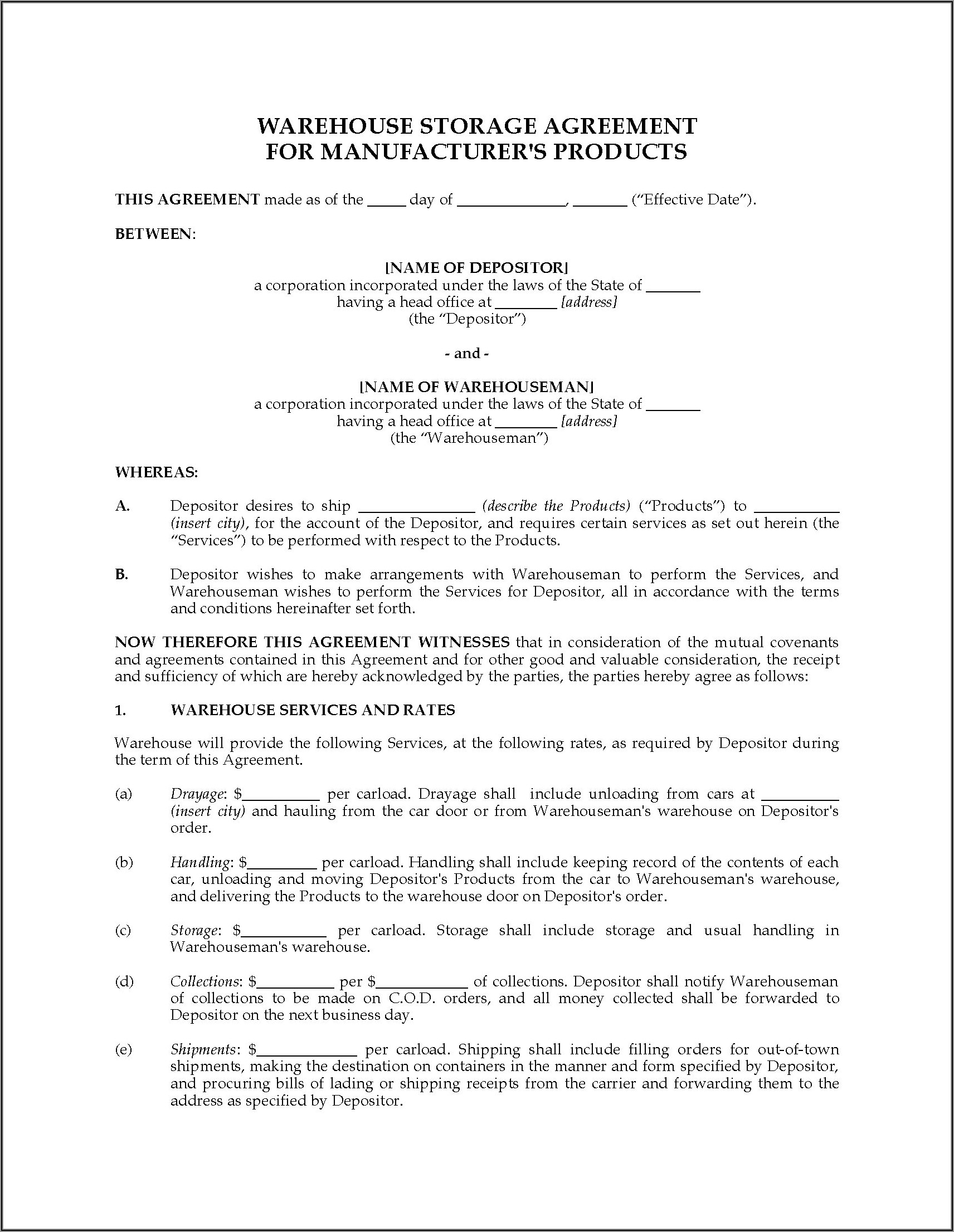 Warehouse Lease Agreement Template Sample Warehouse Lease Agreement Template Sample