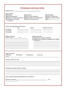 Warning Notices Template For Employees