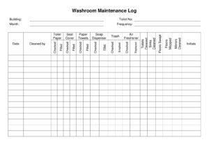 Washing Machine Maintenance Log Template Sample