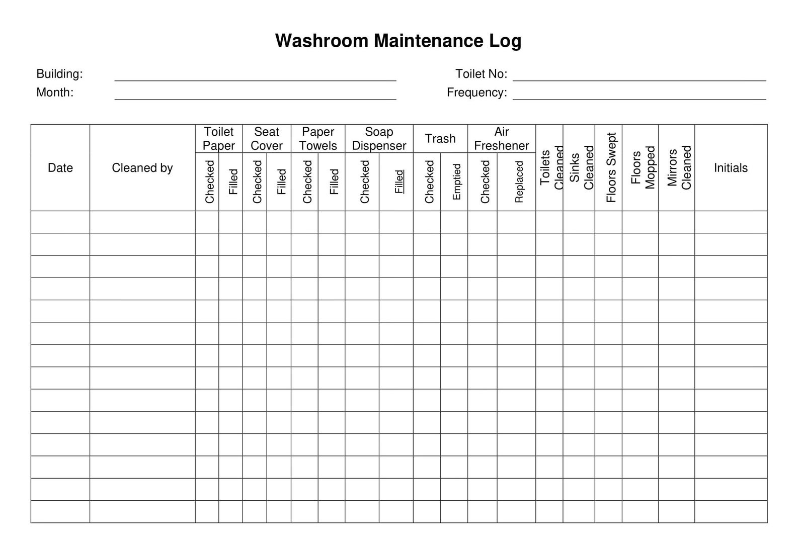 Washing Machine Maintenance Log Template Sample Washing Machine Maintenance Log Template Sample