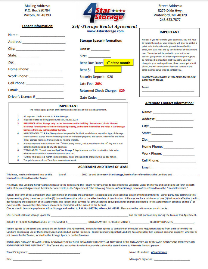 Waterford Lease Agreement Template Waterford Lease Agreement Template