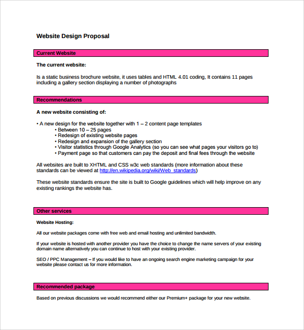 Website Proposal Template Sample Website Proposal Template Sample