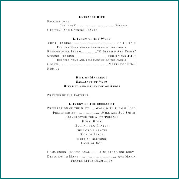 Wedding Ceremony Program Template Sample