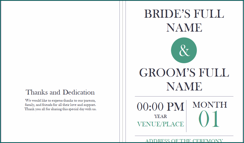 Wedding Ceremony Program Template