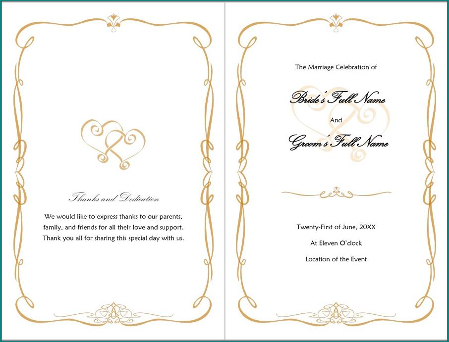 Wedding Program Fan Template Sample
