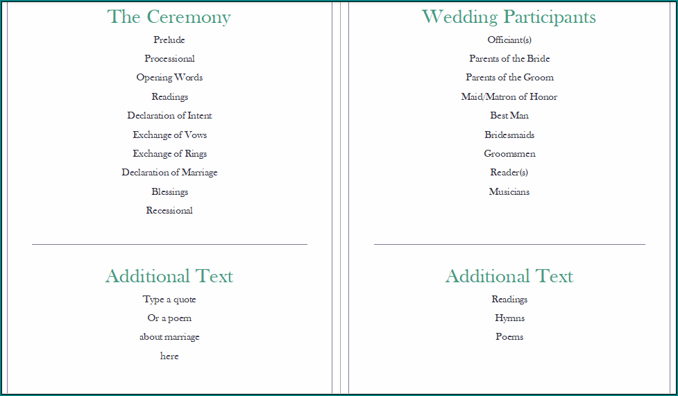 Wedding Program Fan Template