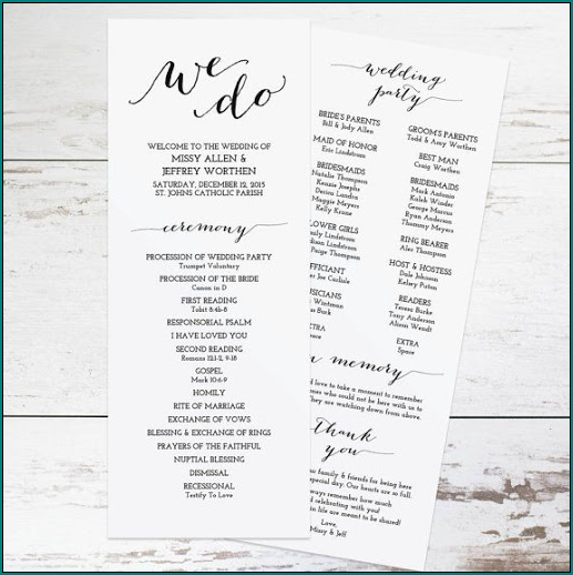 Wedding Program Template Word Sample