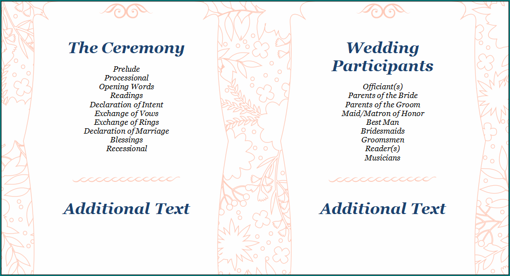 Wedding Reception Program Template
