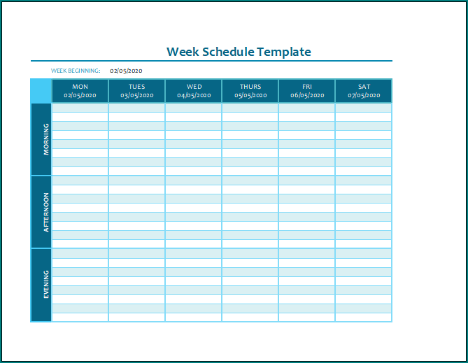 Week Schedule Template