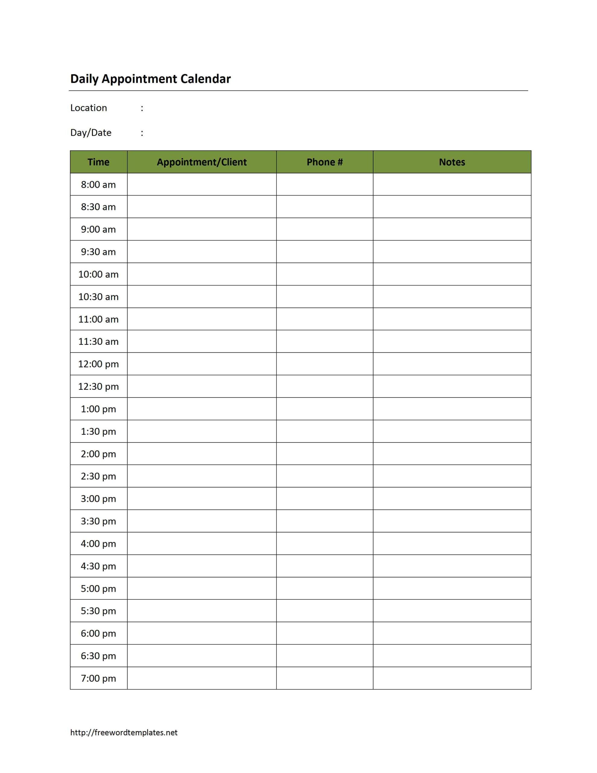 Weekly Appointment Sheet Template Example Weekly Appointment Sheet Template Example