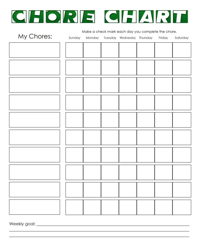 Weekly Chore Chart Template Example