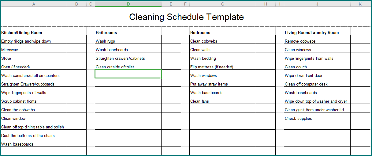 Weekly Cleaning Schedule Template