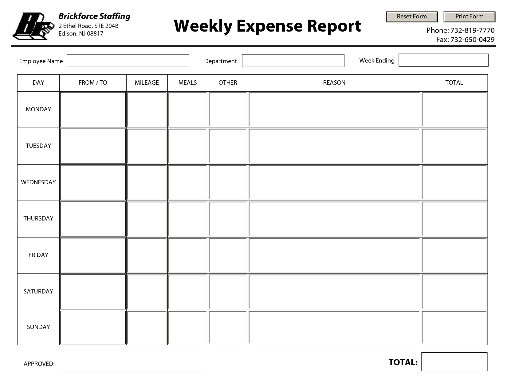 Weekly Expense Report Template Example Weekly Expense Report Template Example