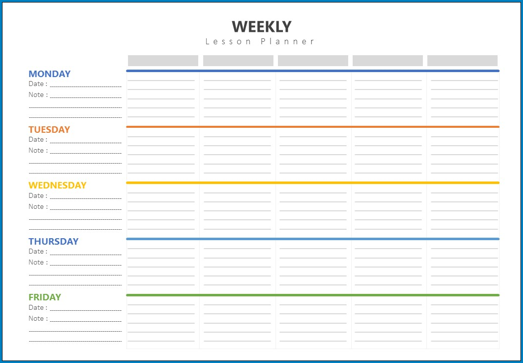 Weekly Lesson Planner Template Example Weekly Lesson Planner Template Example