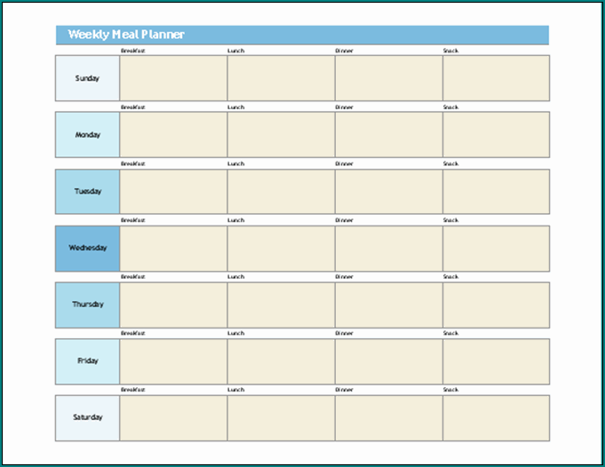 Weekly Meal Planner Template Sample