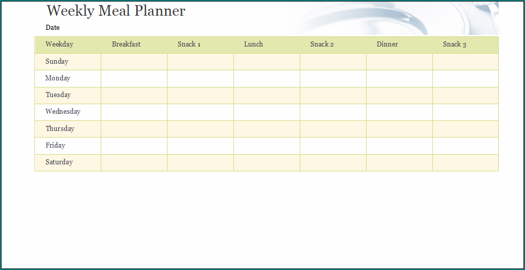 Weekly Meal Planner Template
