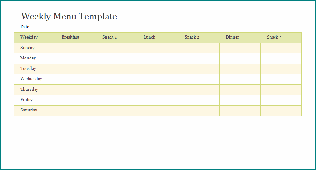 Weekly Menu Template